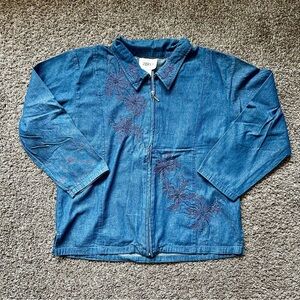 Vintage Retro 80s Jenny Bedazzled Embroidered Blue 2 Piece Set Size XL